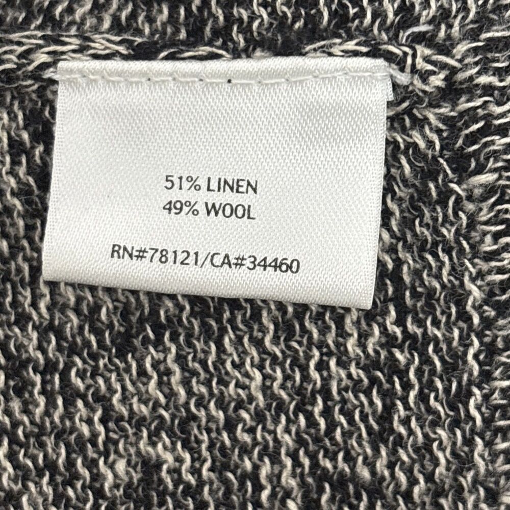 Eileen Fisher Linen Blend Open Front Cardigan Sweater Beige, Black‎ Woman’s 1X - Picture 9 of 10